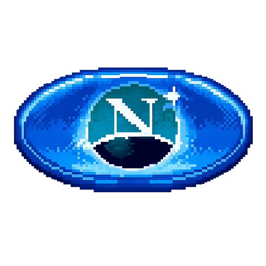 Retro digital pixelated Netscape Navigator now web button badge