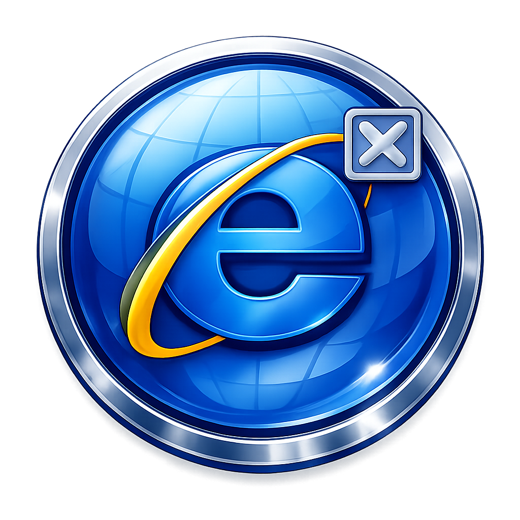 Nostalgic blue Microsoft Internet Explorer 4.0 browser active badge